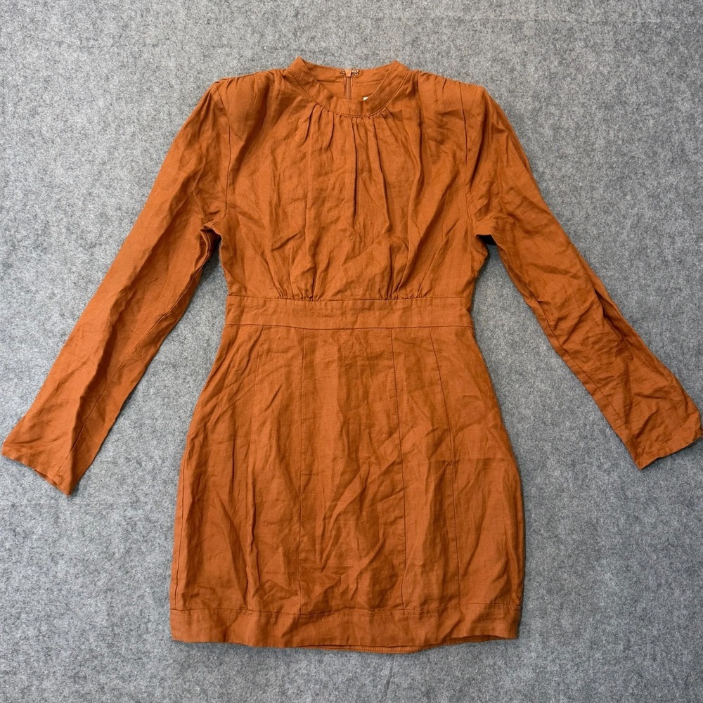 DISSH Woods Spice Linen Long Sleeve Mini Sheath Dress Women's Size US‎ 4